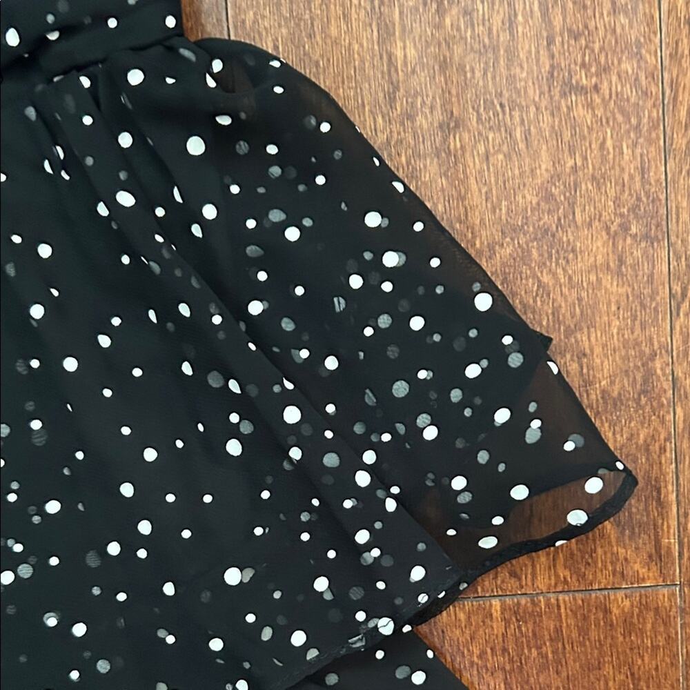 Vintage 80s New Leaf Black and White Polka Dot Dress, Strappy Back, Size XXS/XS - Picture 5 of 13